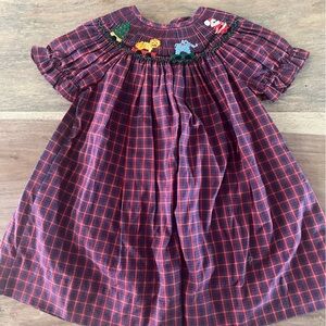 Silly Goose Hand Smocked Plaid Christmas Dress size 12 months EUC